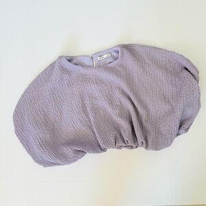 Chic Lilac Textured Women's Bubble Hem Blouse